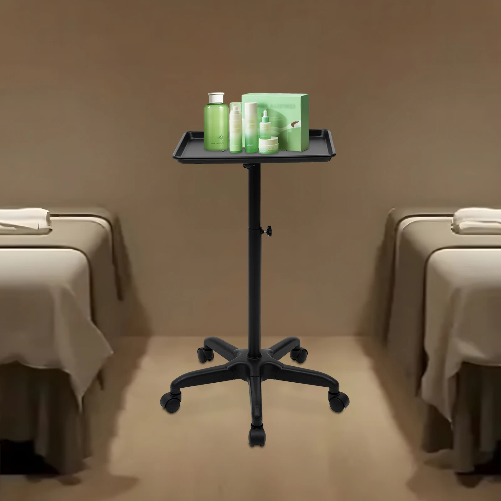 

17.72*12.3 Inch Tray Adjustable Height Removable Salon Trolley for Placing Hair Coloring Materials and Tools in Barber Stores