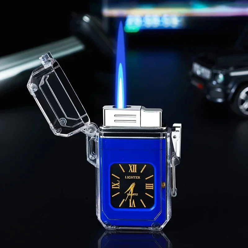 New Windproof Lighter Waterproof Lighter Vintage Watch Bezel Jet Dual Flame Torch Inflatable Metal Outdoor Gas Lighters