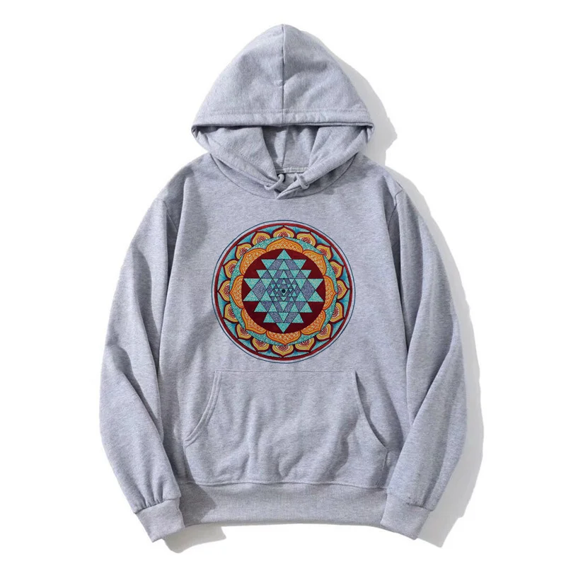 Sri Yantra Mandala hoodie Yoga Meditation Spiritual Hare Krishna Buddhist Men Hooded Sweatshirt Hoodies Harajuku Streetwear