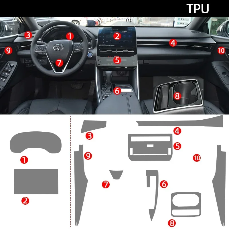 Tpu Transparent Film for Toyota Avalon 2022 2023 Car Interior Sticker Center Console Gear Navigator Dashboard Back AC Door Panel