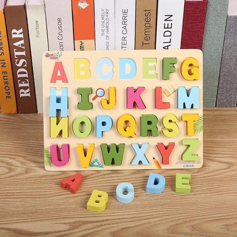 090B ABC Numbers Farm Animals Learning Puzzles Board for Kids Preschool Educational Pegged Puzzles Activity