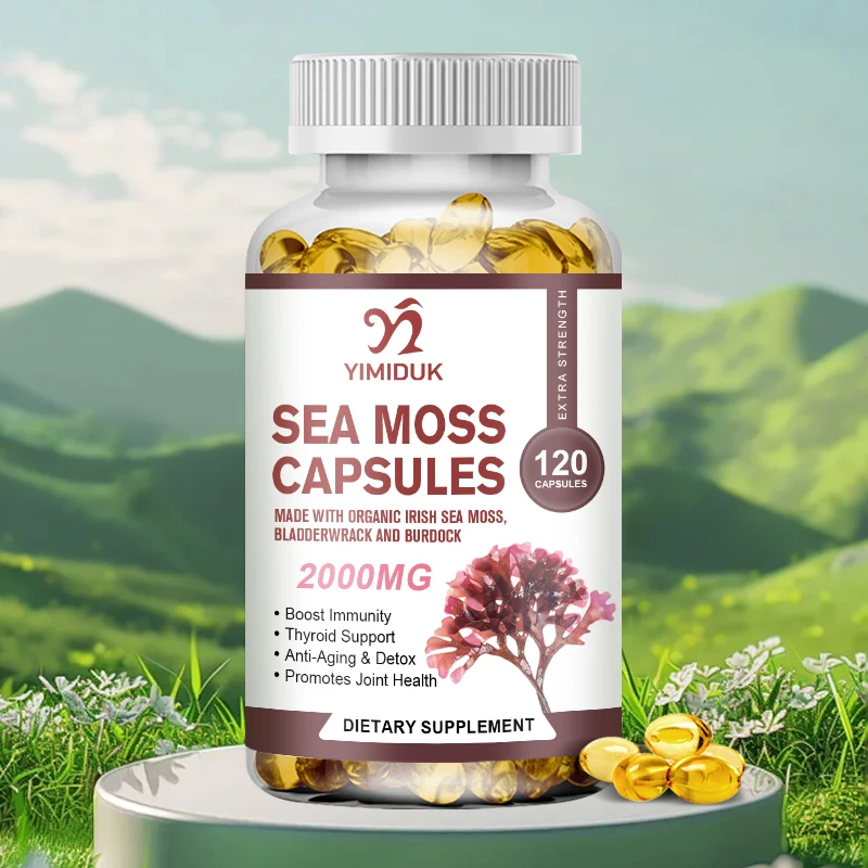 Organic Sea Moss Capsule Supports Thyroid Health Anti-aging Antioxidant Improve Immunity Detox Beauty Health