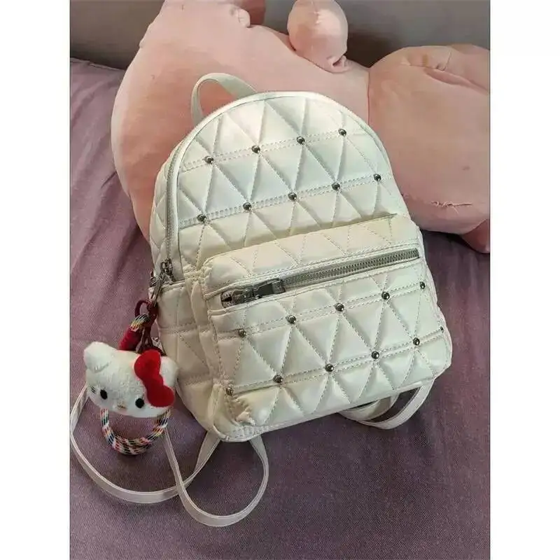 Bloom Large Capacity White Backpack For Women 2025 New Dia Chic Leather Backpacks Female Vintage Casual Mochila Aesthetic
