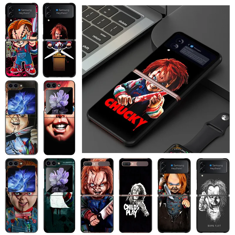 Hard Case for Samsung Z Flip6 Flip5 Flip4 Flip3 5G High-quality Horror Kid Chucky Galaxy ZFlip 6 5 4 3 Black Phone Cases Cover