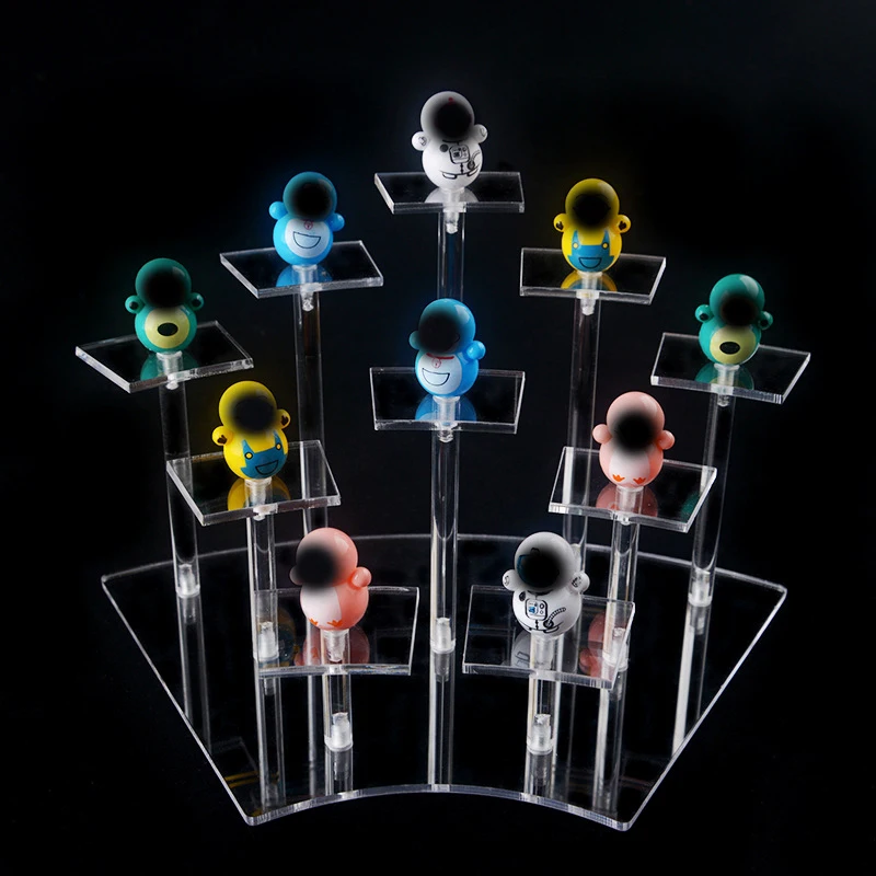 Fan Shape Acrylic Display Stand Jewelry Cake Perfume Storage Rack Birthday Party Cupcake Display Rack Toy Figure Organizer Decor