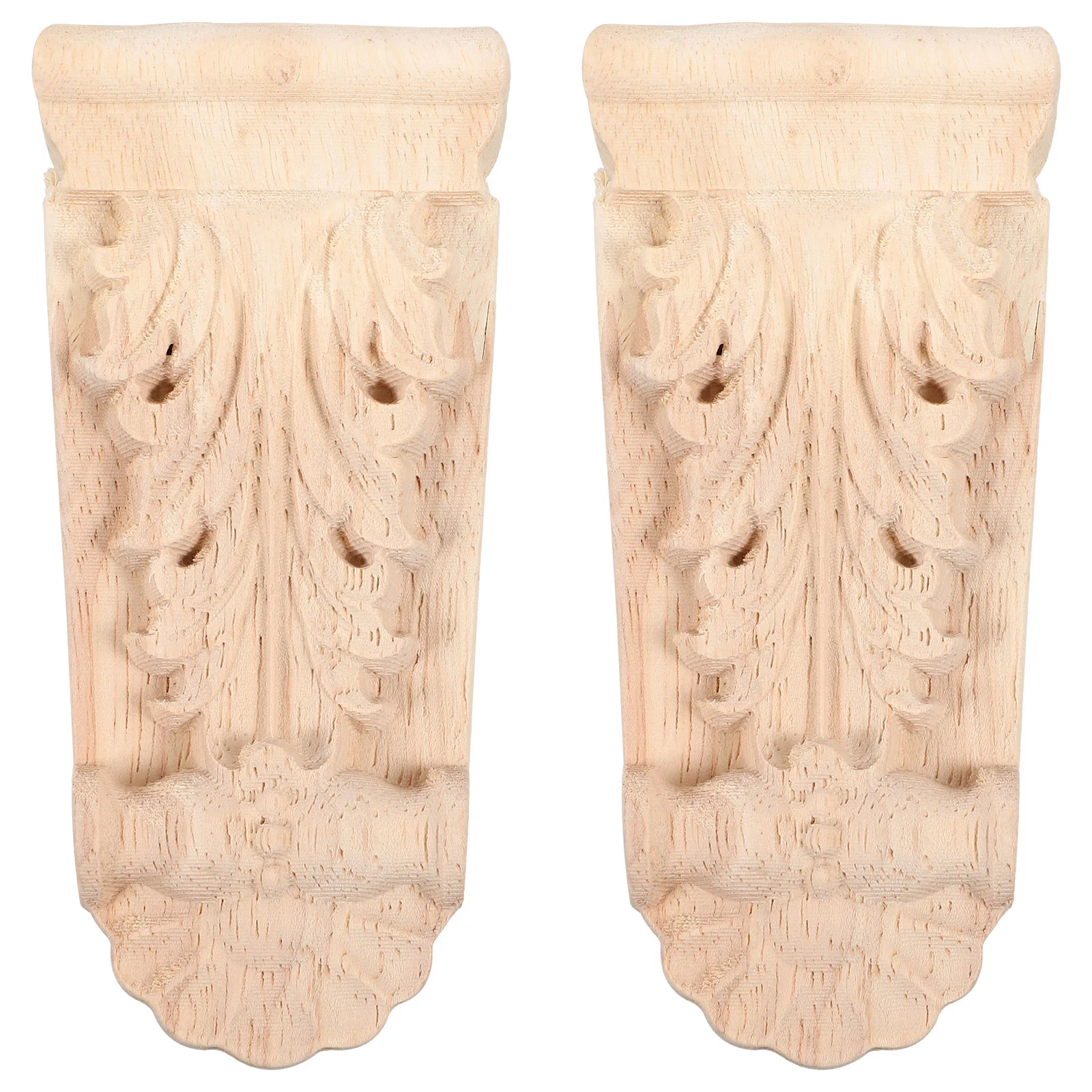 

2 Pcs Wooden Roman Column Onlay Applique Elegant Carved Decorative Onlays for Furniture Solid Wood Corner Overlays Vintage Style
