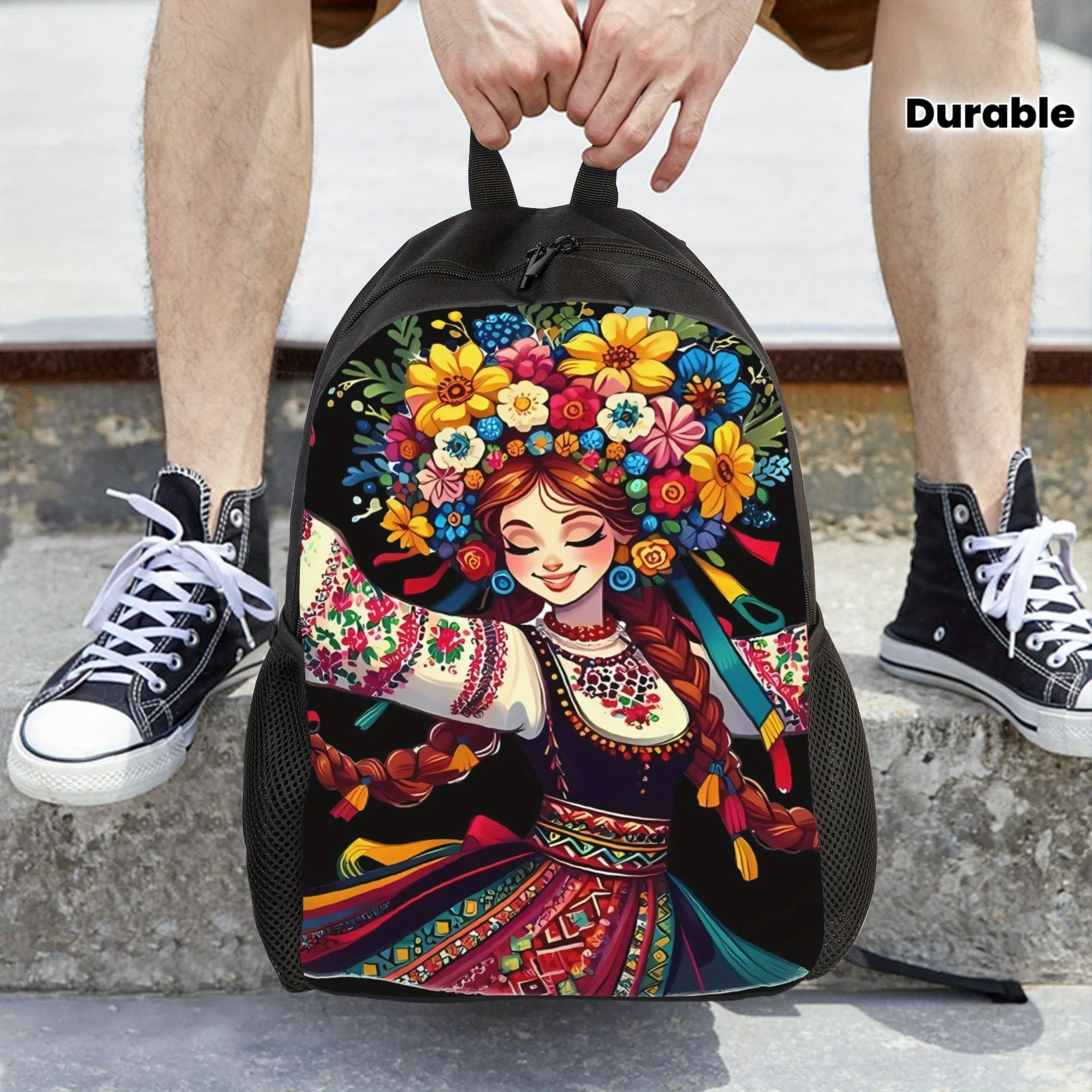 

Large Capacity Ukrainian Dance Backpack with Zipper, Thickened for Travel, Durable for School Use, Perfect for Everyday Commutin