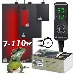 7-110W Upgraded Reptile Heat Mat Plants Heating Pad with Adjustable Temperature Controller for Garden Greenhouse Plants Seedling