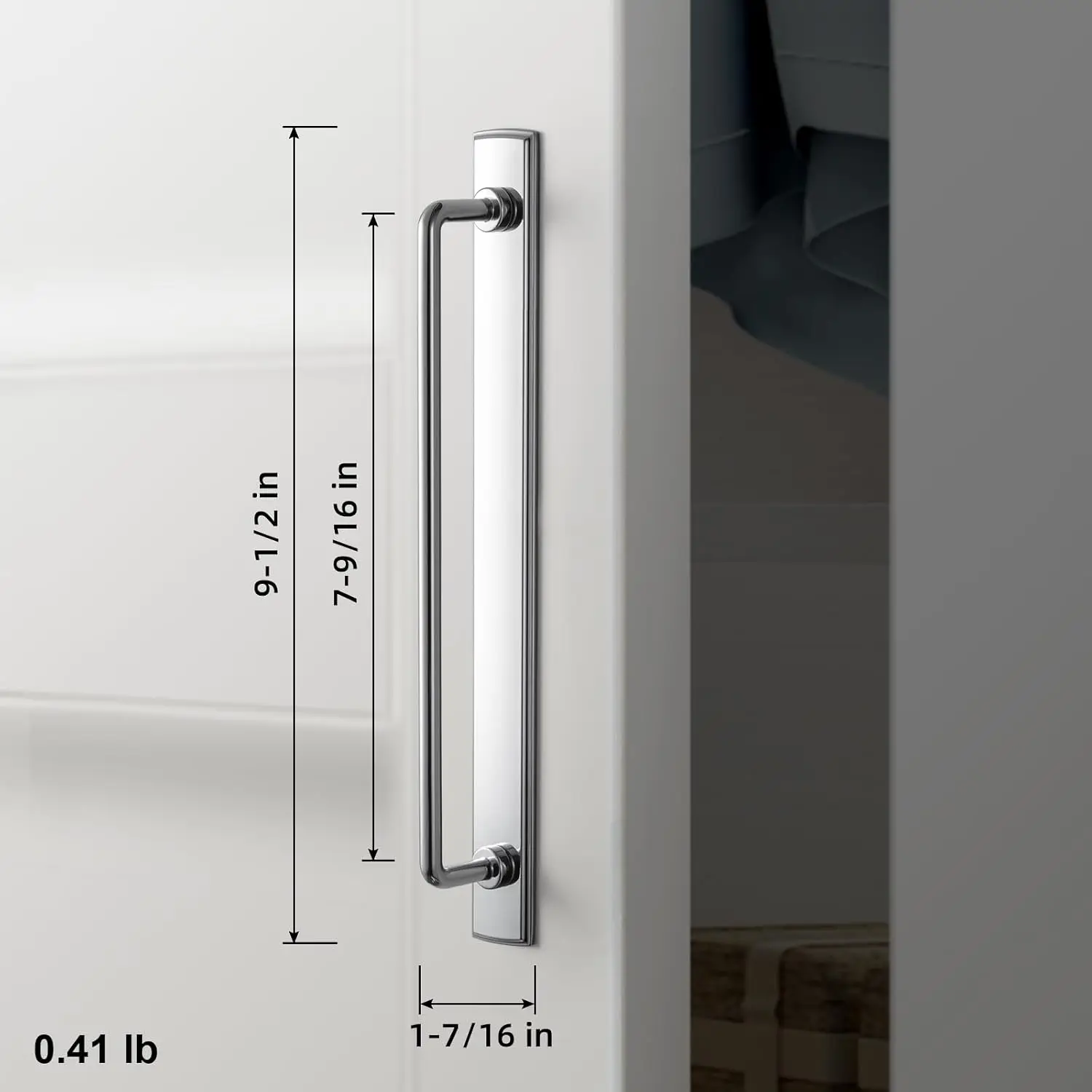 Polished Chrome Cabinet Pulls with Escutcheon Backplate, 7 9/16 in Hole Centers, 2 Pack, Zinc Alloy Modern Drawer Handles for Kitchen, Vanity, Dresser