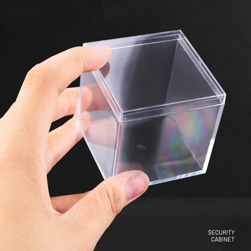 Transparent Acrylic Candy Box with Cover Plastic Square Cube Cake Dessert Box Chocolate Packaging Storage Containers Display Box