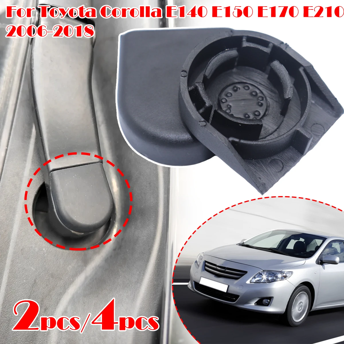 

2/4pc Front Windshield Wiper Arm Blade Nut Bolt Caps For Toyota Corolla E140 E150 E170 E210 06-18 Windscreen Window Rocker Cover
