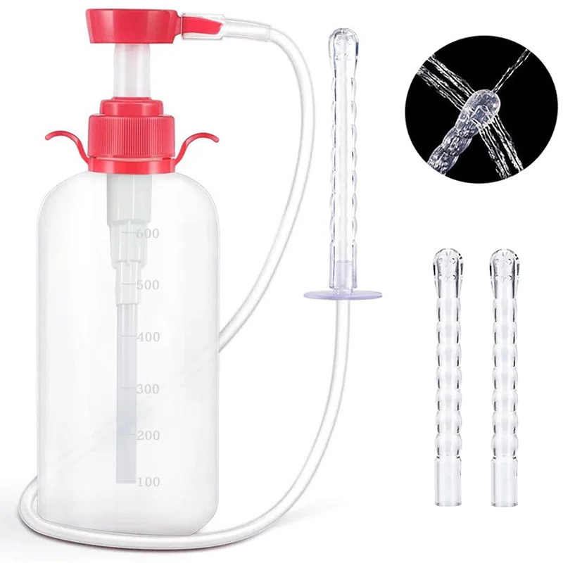 

600ml Enema Cleaning Tool Press Irrigator Gynecological Vaginal Rinsing and Cleaning Same-sex Anal Plug for Men and Women