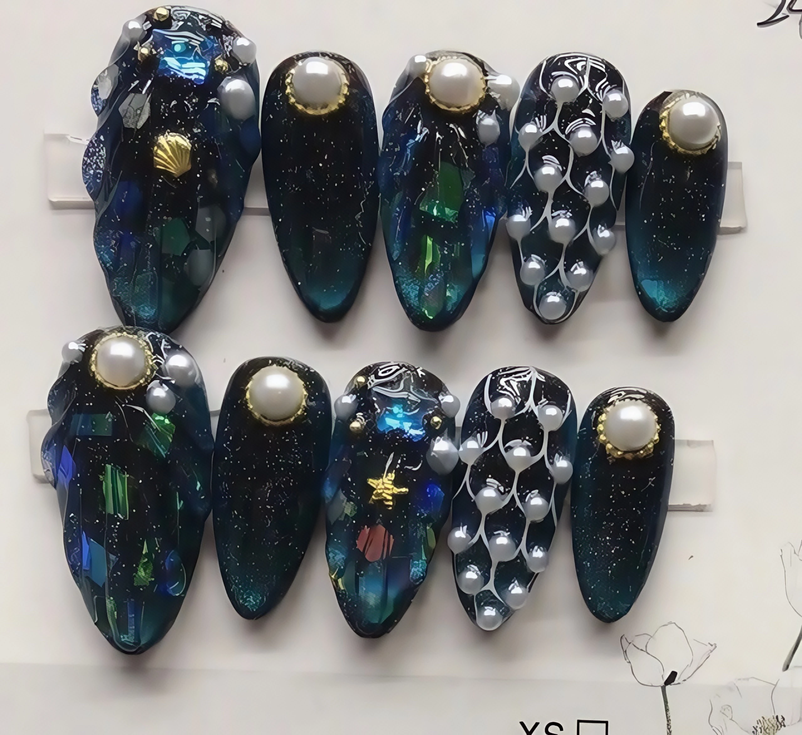 10 Uds. De diamantes de imitación grandes en forma de almendra para presionar en las uñas, chica picante, estilo insecto y fresco, arte de uñas postizas desmontable hecho a mano