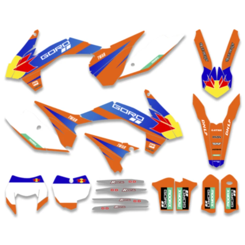 Kompletne zestawy naklejek graficznych DSMTECH na motocykl KTM EXC EXCF XCW 2014-2016 SX SXF 2013-2015, numer, nazwa, tło, personalizacja — 2