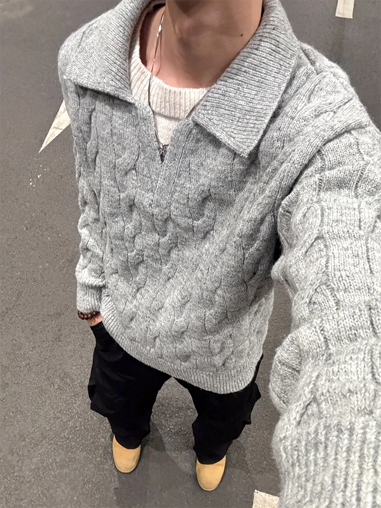 

American Retro Loose Casual Knitted Sweater Men Women Cleanfit Old Money Sle Loose Couple Knitwear