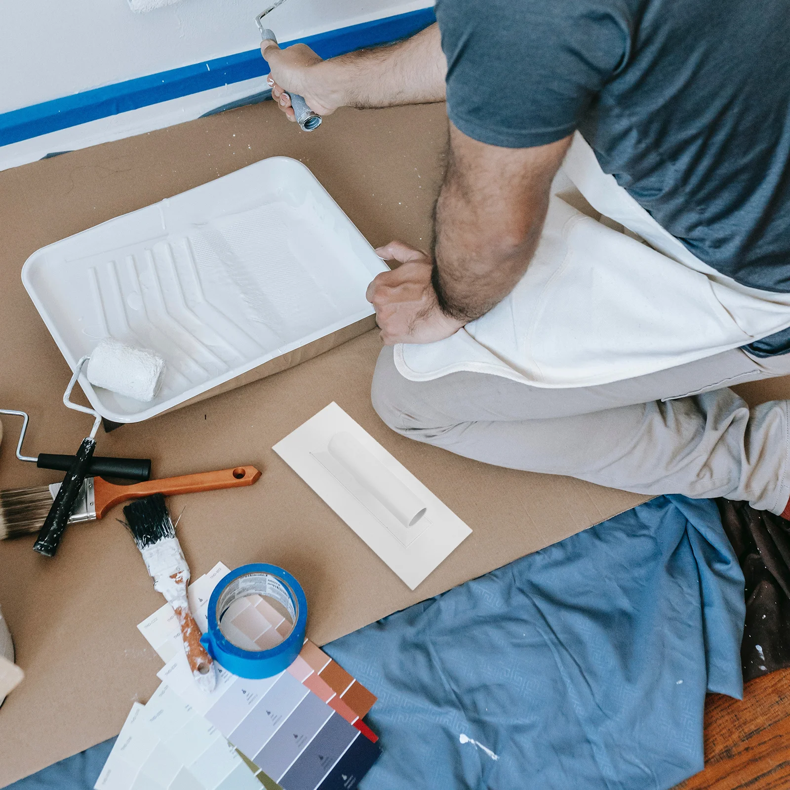 2 قطعة مجموعة أدوات التجصيص الفنية مجرفة تنعيم الجدار لتقوم بها بنفسك تجديد حافة مسطحة التشطيب التجصيص أدوات يدوية-السطح #4