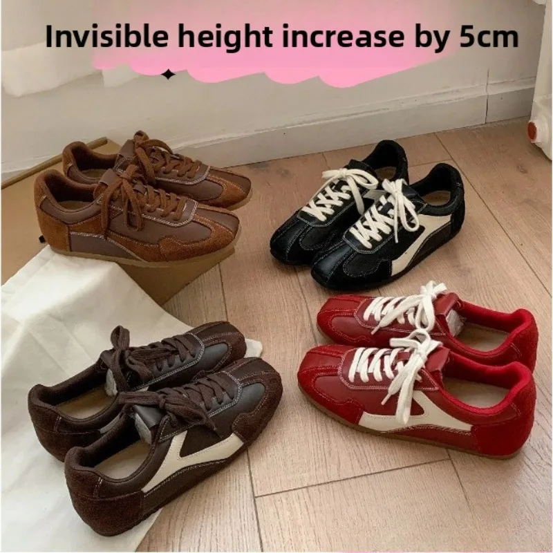 

High Quality Popular Retro Casual Sneakers Inner Height-increasing 5Cm Training Shoes Women's 2026 Spring New Casual Board Shoes