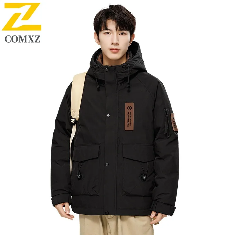 COMXZ الرجال الخبز سترة مقنعين متعددة جيب الدافئة في الهواء الطلق مغامرة ثلجي مبطن سترة تسلق مقنعين سترة الشتاء عالية الجودة #5