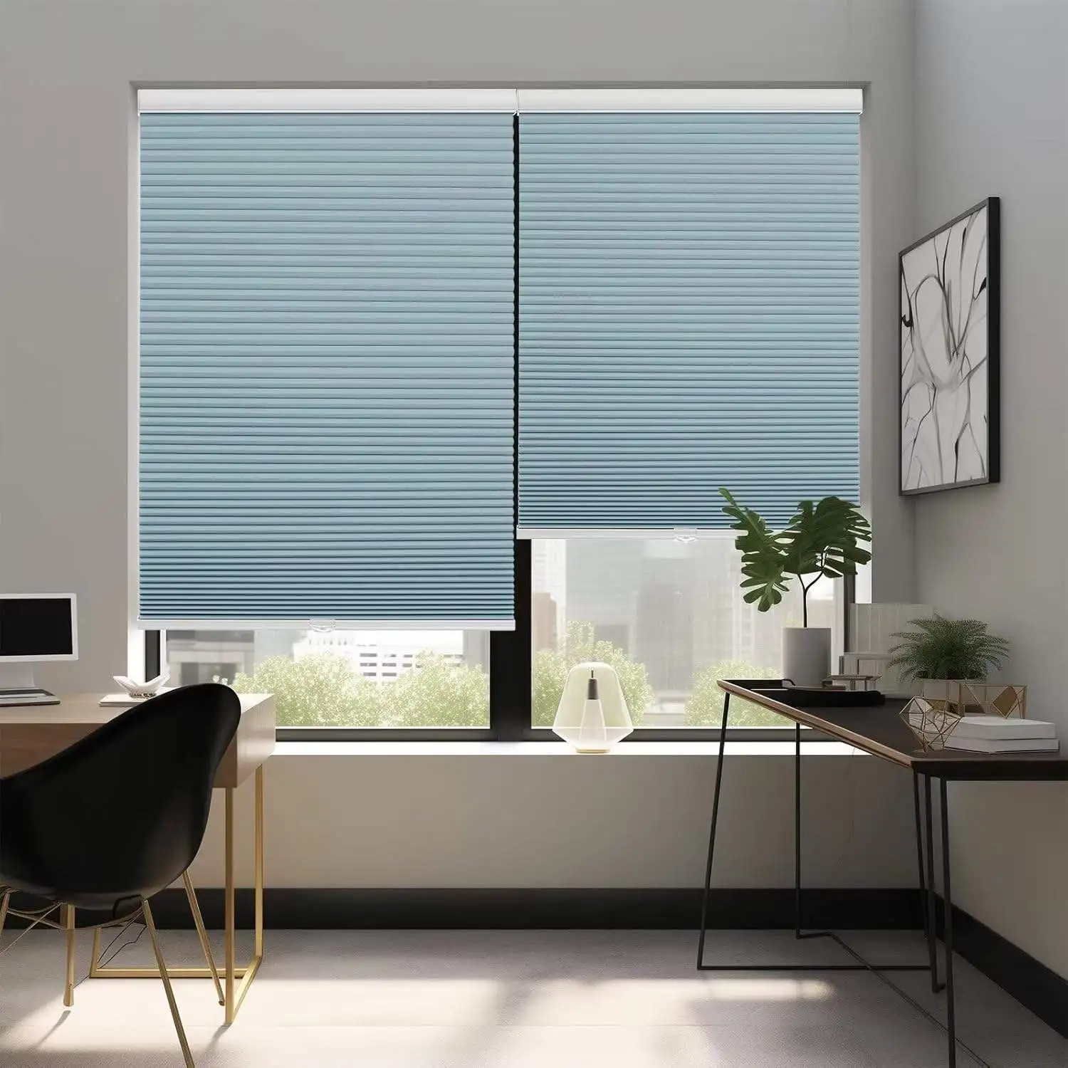 Custom Size Honeycomb Blinds WiFi Remote Voice Control Alexa Google Thermal Insulation Noise Reducing Blackout for Window