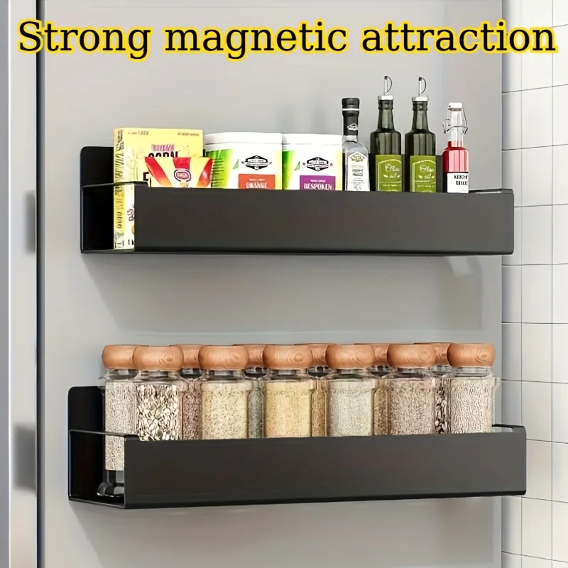 2pcs Magnetic Refrigerator Rack | No Drilling Required, Multifunctional Kitchen Spice Rack, Strong Magnetic Seasoning Rack