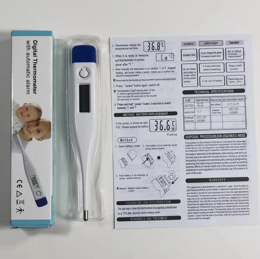 1 PC Digital Thermometer Good Quality Clinical Oral Underarm Rectal Test Baby Adult Fever Temperature Basal Rigid Tip Termometer