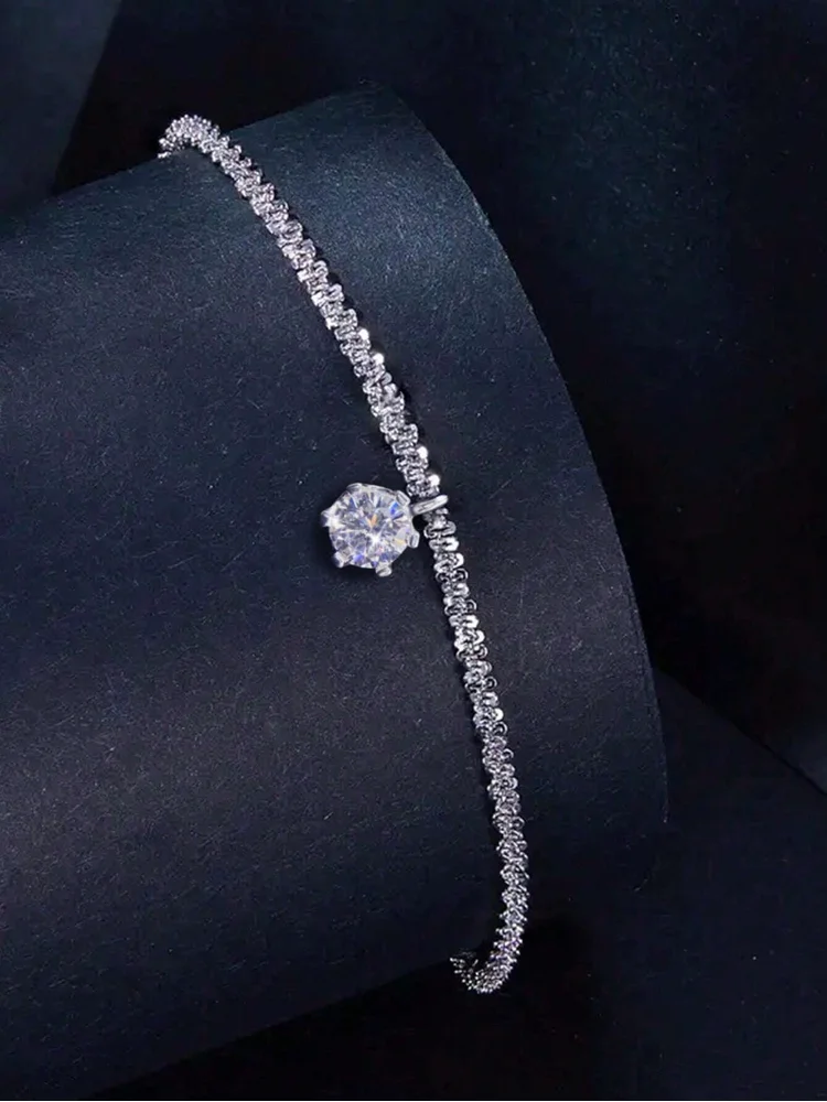 925 Sterling Silver Fashion Classic Simplicity Round Beads Zircon Bracelet For Women Anniversary Party High Quality Fine Jewelry