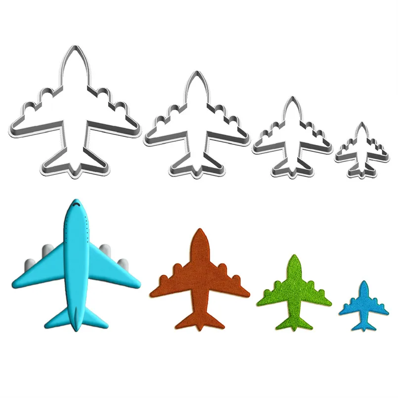 Four Specifications Cartoon Aerocraft,Passenger Aircraft,Plastics Mould,Cake Fondant Tool,Cookie Sushi and Fruit Cutters