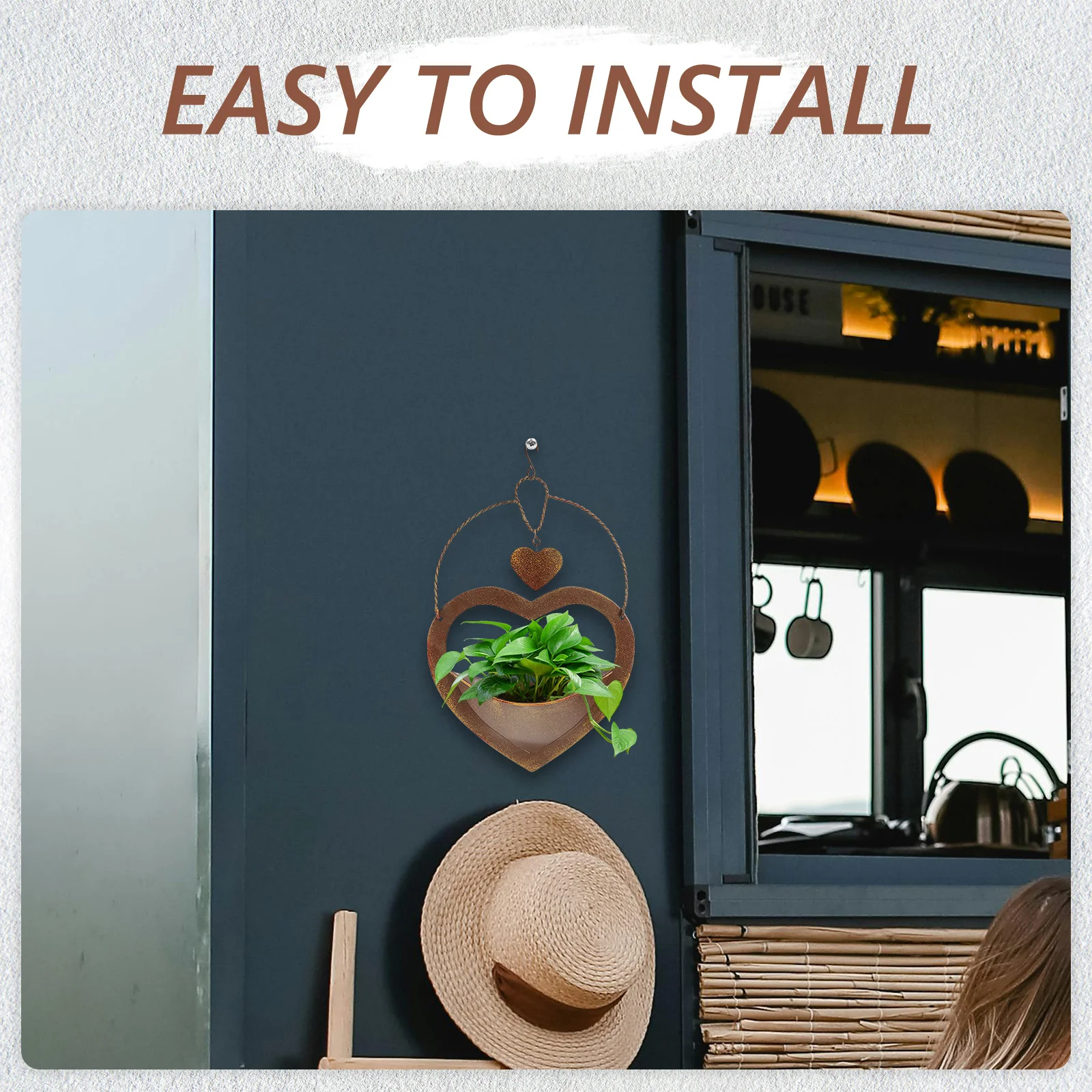 

Iron Art Flower Pot Heart Shaped Wall Hanging Planter Metal Vertical Succulent Holder For Indoor Outdoor Garden Decor Balcony