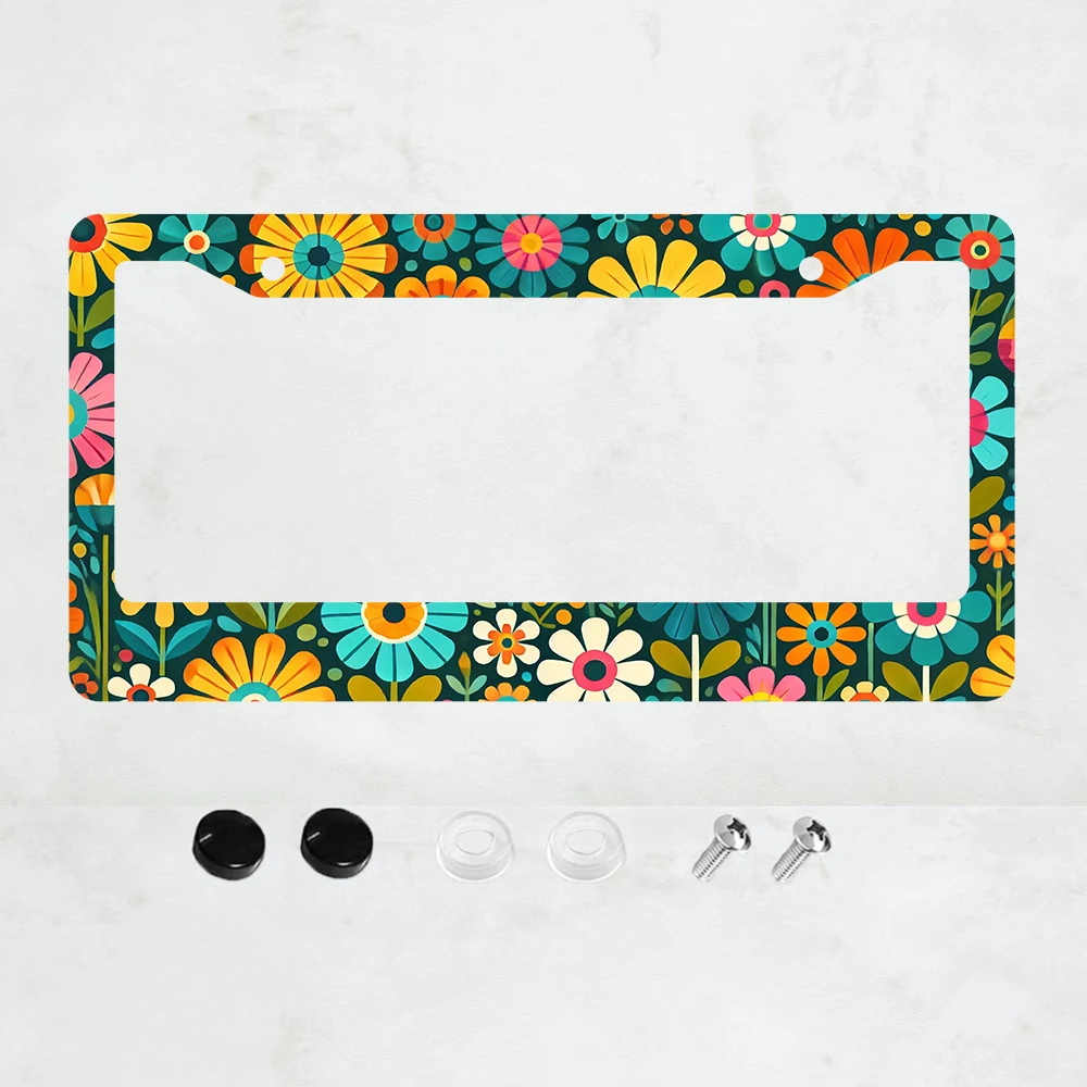 

1 шт. рамка для номерного знака с абстрактным цветочным узором, красочная алюминиевая рамка для номерного знака с цветочным принтом - стандартный размер США 6 x 12 дюймов