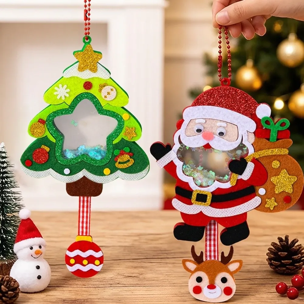 Christmas Wreath DIY Christmas Pendant Santa Claus Elk Xmas Non-Woven Charms Christmas Tree Snowman Shaking Sequins Christmas