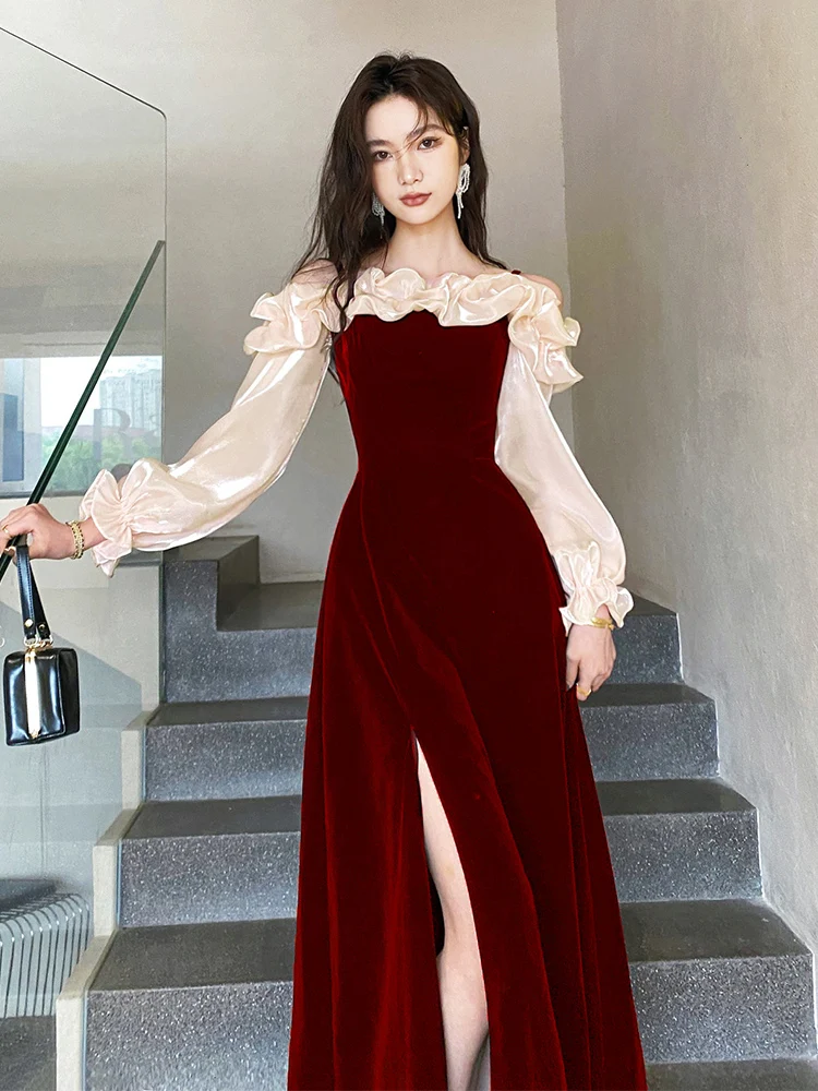 

Toast Dress Bride 2024 New Wedding Red Banquet Evening Dress High-end Luxury and High Sense Party