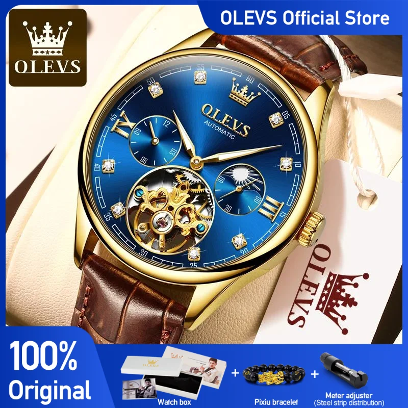 OLEVS Top Brand Men Automatic Mechanical Watch Waterproof Stainless Steel Strap Men\'s Watches