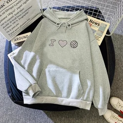 Volleyball hoodies women long sleeve top japanese Winter  Fleece hoddies Hooded Shirt female anime tracksuit