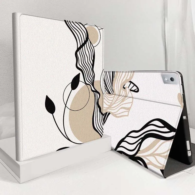 

Minimalist Plant Line Pattern For Lenovo Pad Tab Legion Xiaoxin Y900 Y700 K10 M10 P11 3rd Pro GT Plus Gen Cover Tablet Case