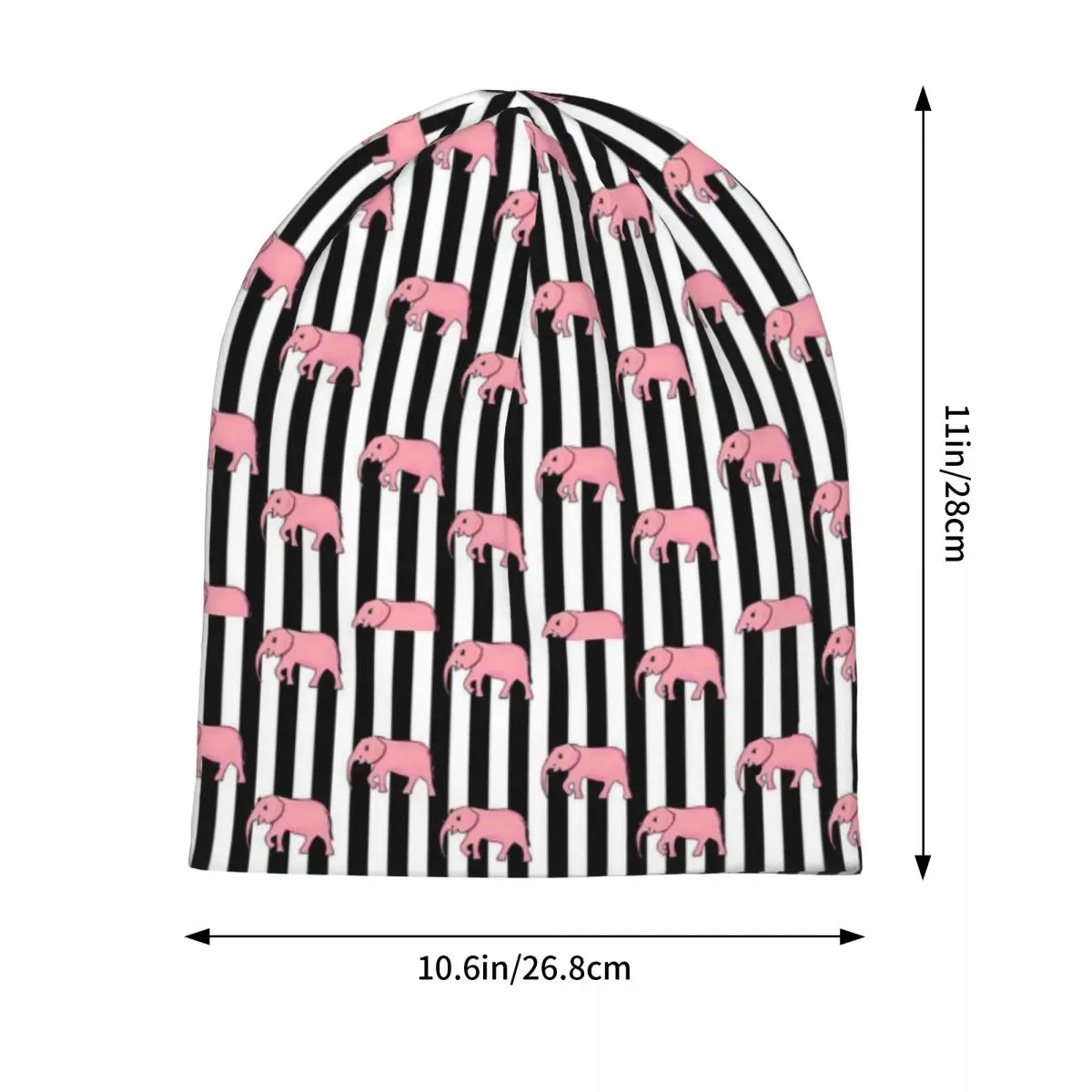 Pink Elephant Bonnet Hats Black Strips Print Knit Hat Men Women Street Warm Soft Beanie Hats Autumn Winter Kpop Graphic Caps