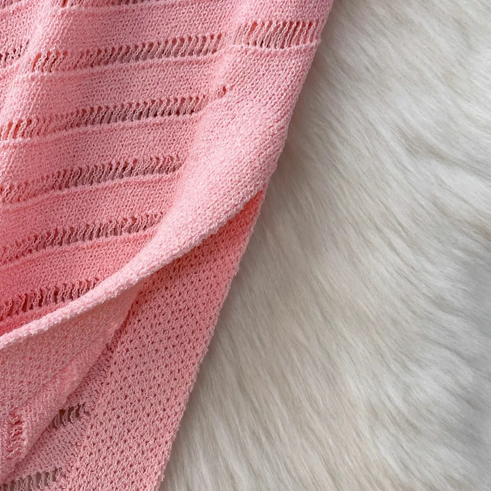 Chic vintage split hollow out dress Elegant Fairy korean fashion Boho Sundress Beach women clothing dress