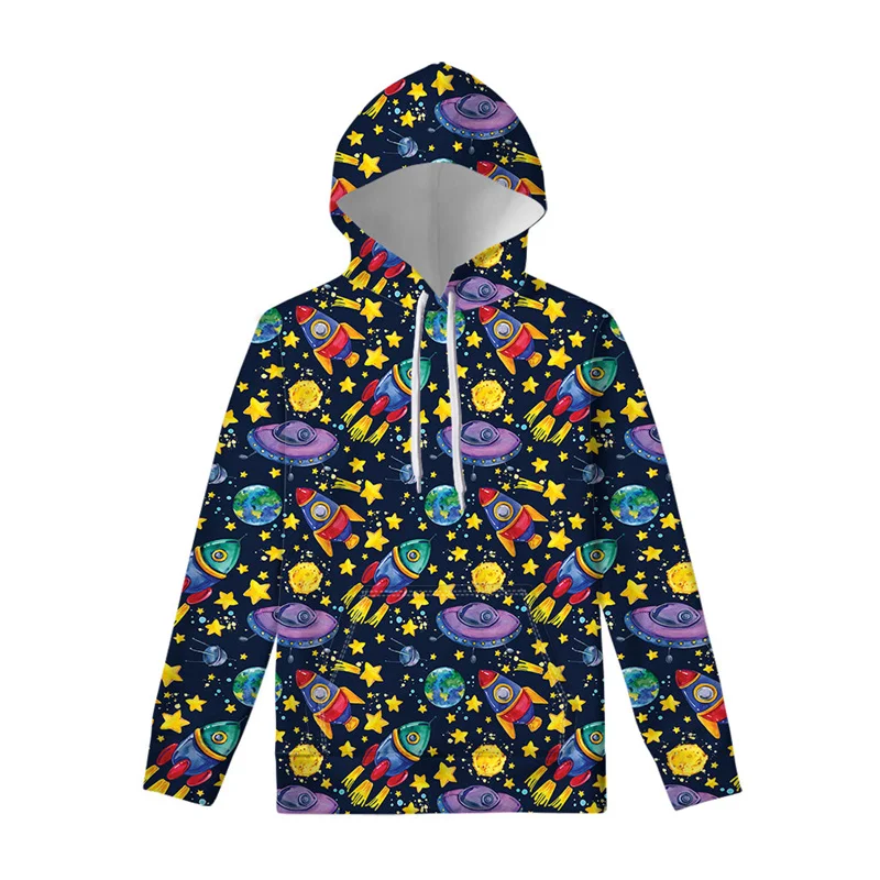 

Rocket Cartoon 3D Printed Hoodie For Men Kids Stars Painting Graphic Hoody Long Sleeve Hoodies Tops Casual Pullover Swearshirts