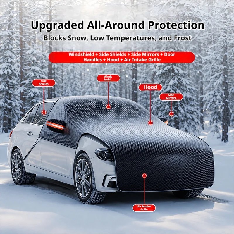 SEAMETAL Enlarge Car Windshield Snow Cover Universal Car Ice Shield Waterproof Windproof Winter Frost Protector for Front Window