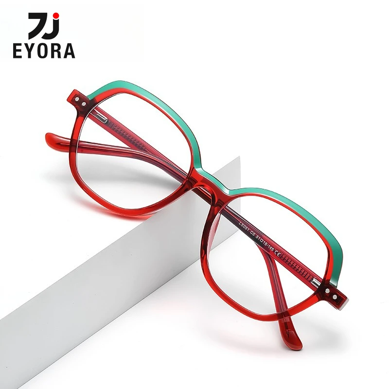 

EYORA модные двухцветные TR90 овальные очки для чтения в полной оправе с защитой от синего света, очки для близорукости, фотохромные очки по рецепту