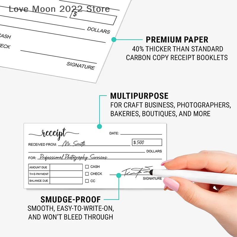 1 libro di ricevute Libro di ricevute di ringraziamento in carta senza carbonio - Ordine di vendita Libro di fatture per piccole imprese - (50 ciascuno bianco/giallo)