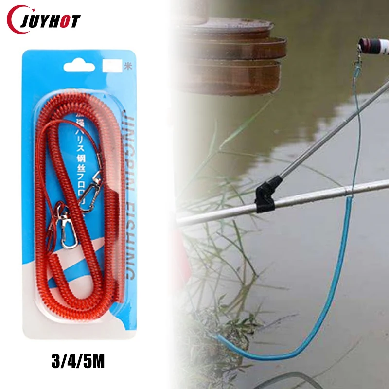 3/4/5 Meter Fishing Missed Rope Anti-Lost Spiral Spring Lure Lanyard Wire Fishing Rod Miss Rope Fishing Gear Accessories