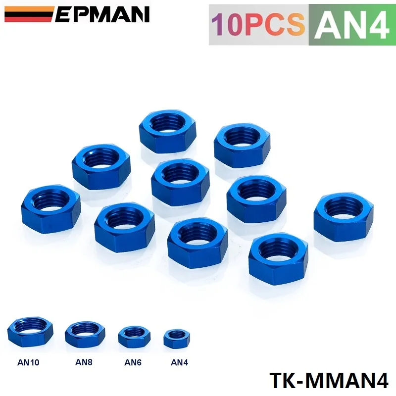 EPMAN 4AN AN4 AN-4 Bulkhead Blue Aluminum Anodized Nut Sealing Locking Fitting Adapter TK-MMAN4