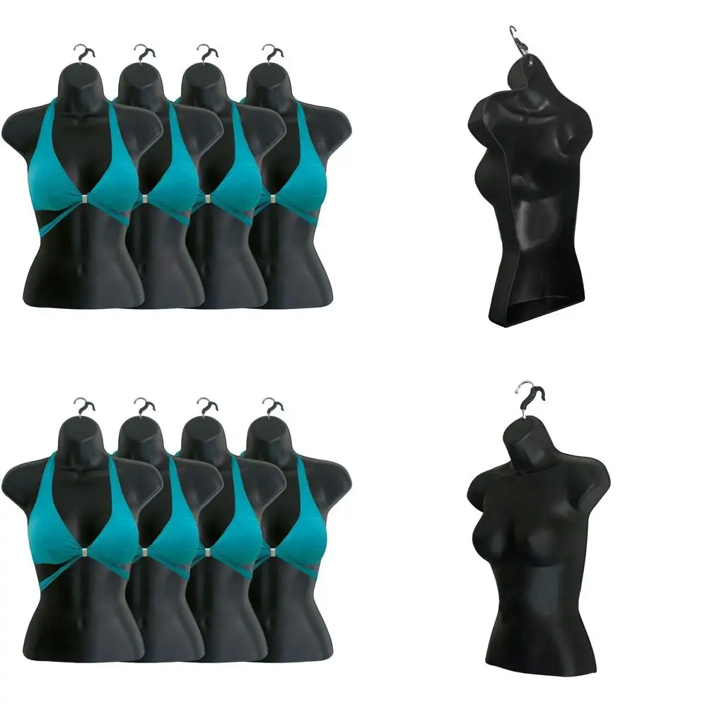 

Stackable Male Mannequin, Hollow Back, Hanging Hooks, T-Shirt Display, Countertop, Clothing Size S-M, Black, Set of 4