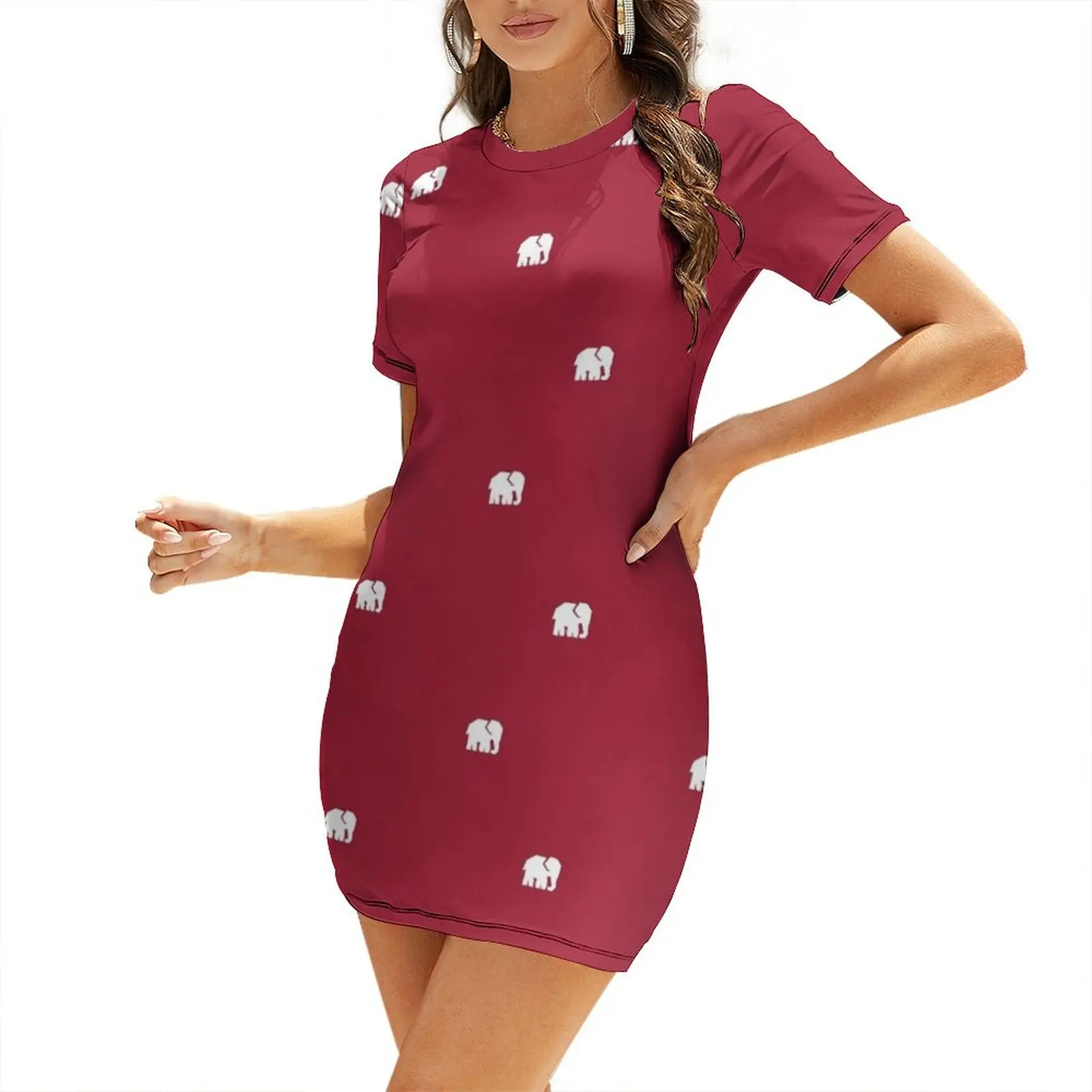 

White Elephant Short Sleeved Dress evening dress ladies Woman clothing elegant dress dresses for special events