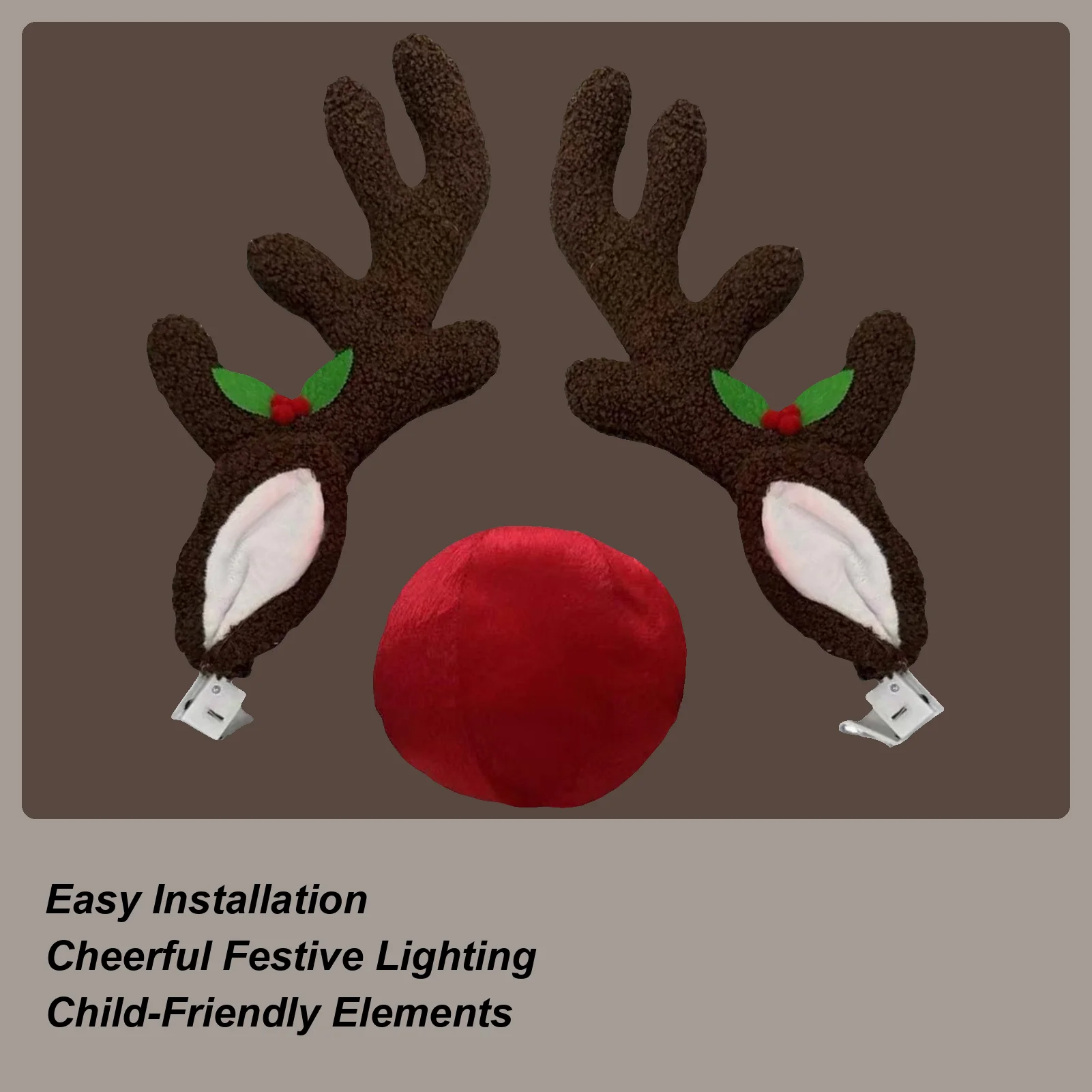 

Car Reindeer Antlers LED Vehicle Antler With Nose Car Decor For Automotive Truck Vehicle SUV Exterior Window Roof Top Holiday