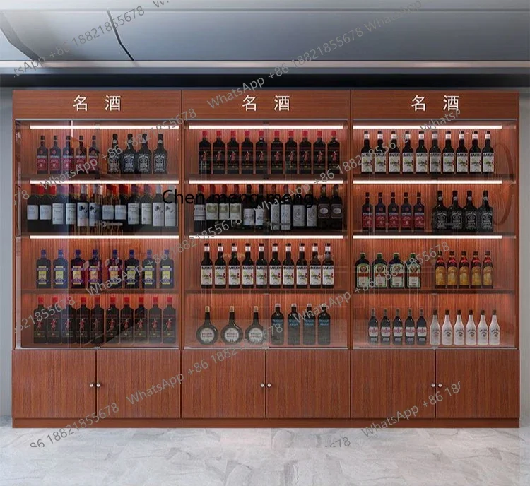 X Display cabinet Glass door with lock, tea shelf, display rack Display cabinet