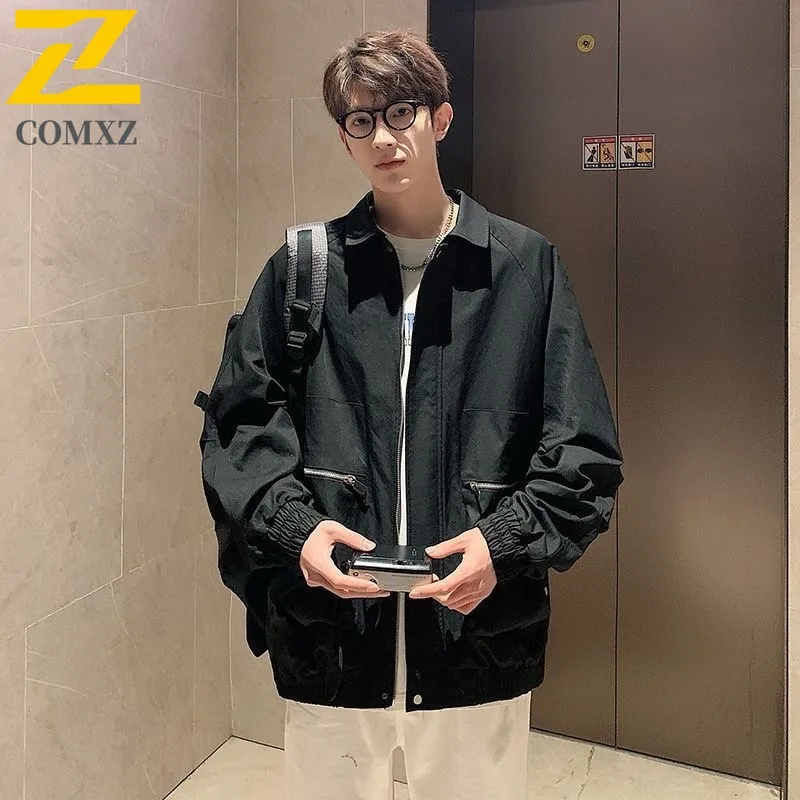 

COMXZ Men Jacket Casual Hooded Outdoor Mountaineering Comfort Jacket Leisure Daily Style Lightweight Autumn Motorcycle Jacket