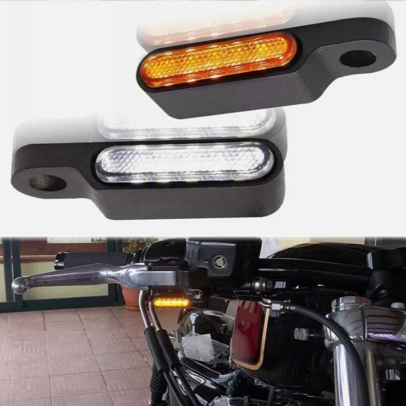 

2Pcs 12V Motorcycle Turn Signal Indicators Lights For Harley Mini Turn Signal Handle Indicator Flash Running Light Replacement