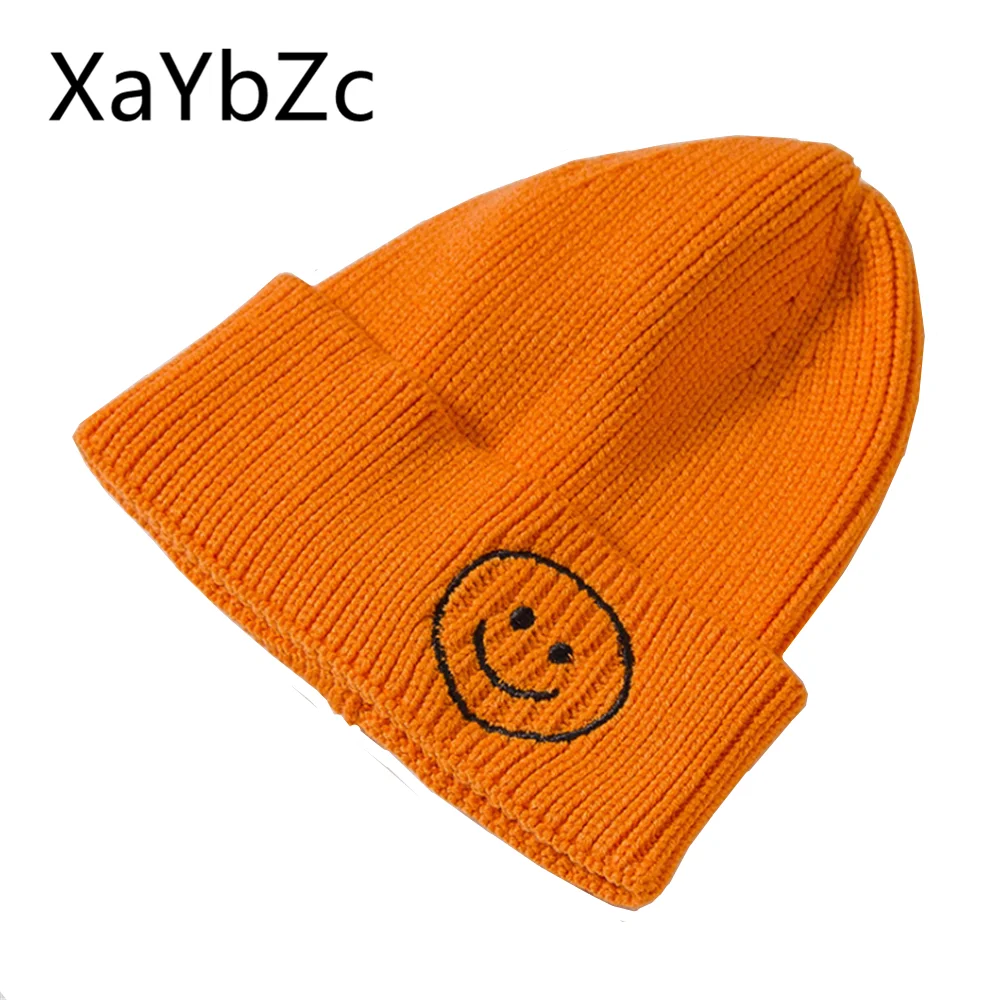 Adult Parent-child Smiley Face Hat Autumn and Winter Candy Color  Woolen Female Wild Casual Sweet Knitted Cold Cap Male