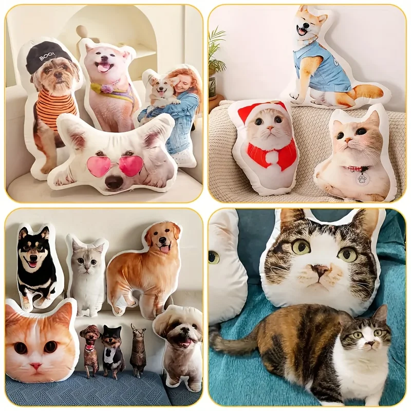 Anpassbares Foto, lustiges Gesichtskissen, personalisiertes Haustierkissen, geeignet für Weihnachten, Thanksgiving, Valentinstag